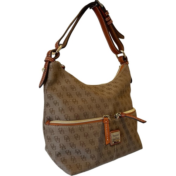 Dooney & Bourke Tan Hobo Bag with Brown Accents - Picture 6 of 15